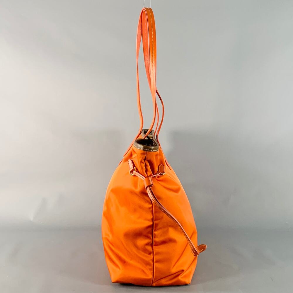 PRADA Orange Gold Saffiano Nylon Leather Trim Tote Handbag - Picture 5 of 12